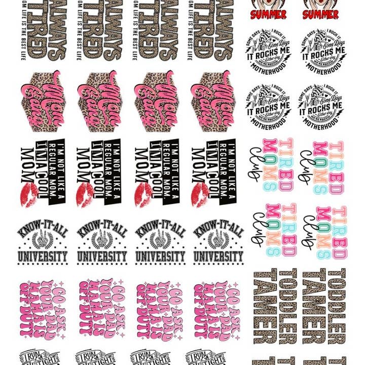 Wholesale Accessory Market - Wholesale Sublimation Transfer - 22 x 36 Funny Mom Pre-Made Hat Gang Sheet