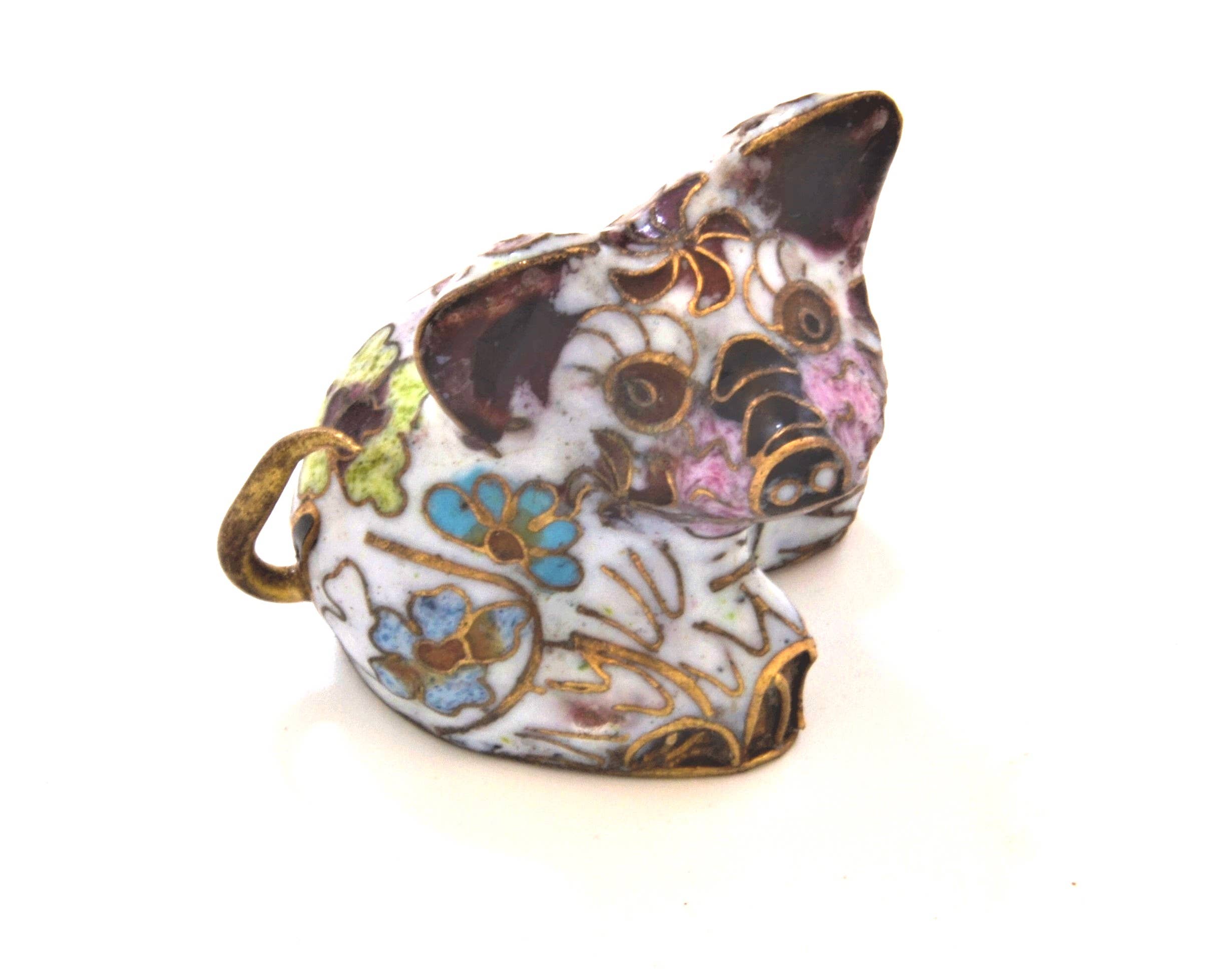 Ciel Collectables - Wholesale Decorative Figurine - Vintage Cloisonne Pig Figurine. Handmade with Floral Design4