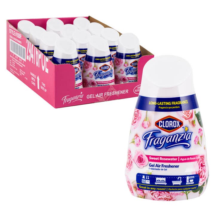 Deluxe Import Trading - Wholesale Air Freshener - Clorox Fraganzia Gel Air Freshener - 6oz - Sweet Rosewater
