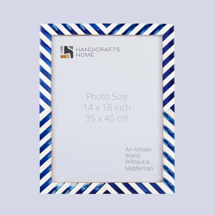 Poster Frames Chevron Pattern Bone Inlay, 23 Sizes, Blue for wholesale by Muqeem & Brothers