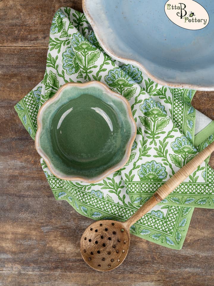 RUFFLED SALSA BOWL for wholesale by Etta B Pottery