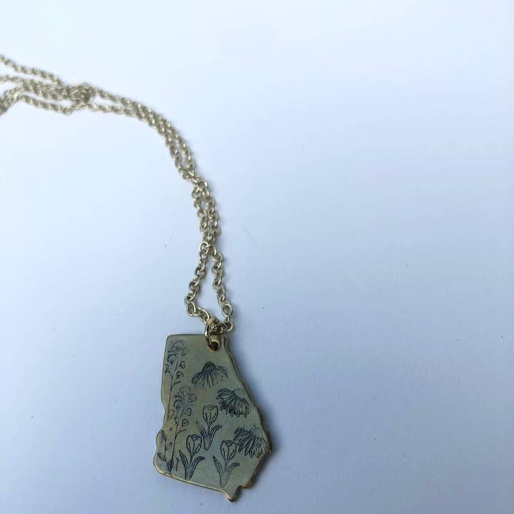 Wildblumen-Halskette aus Messing im Bundesstaat Georgia für den Großhandel von Rising Dawn Boutique