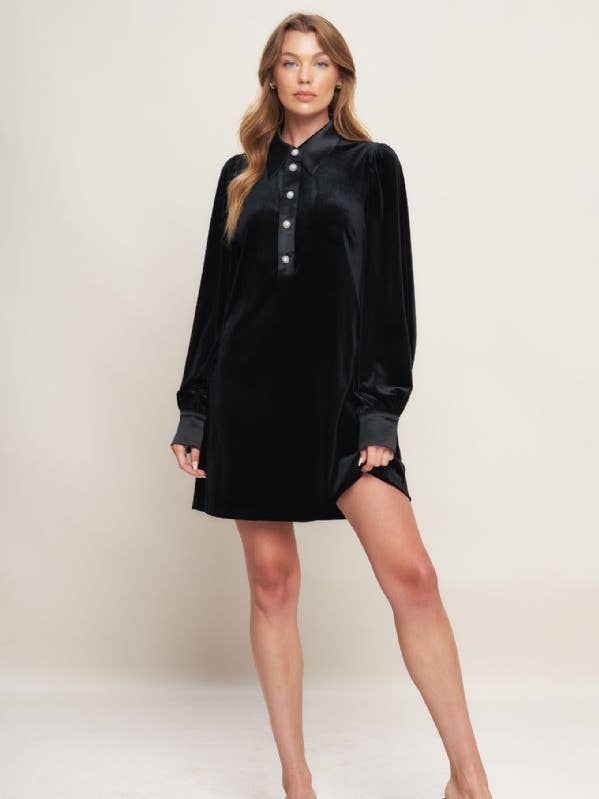 A solid velvet mini dress - ID23010 for wholesale by FLYING TOMATO