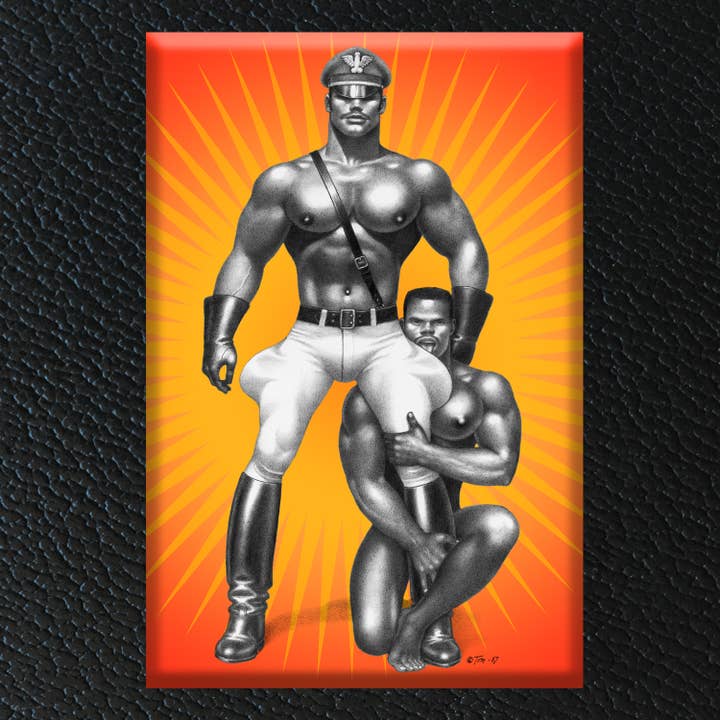 Tom of Finland Leathermen Noir (dur) Aimant pour la vente par Peachy Kings / Kweer Cards