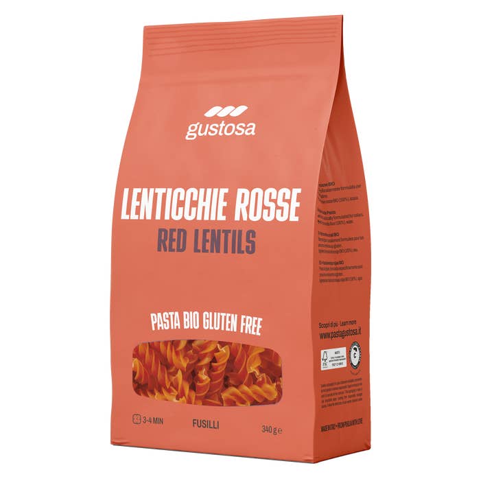 Pasta Gustosa Bio Gluten Free – wholesale Pasta – SEDANINI 100% Red Lentils ORGANIC 340g