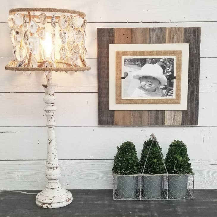 Beach Frames Mini Red Backboard Blessed Farmhouse Reclaimed Rustic 4x6  Picture. White Washed Distressed Wood with Hand Painted Tabletop Christmas
