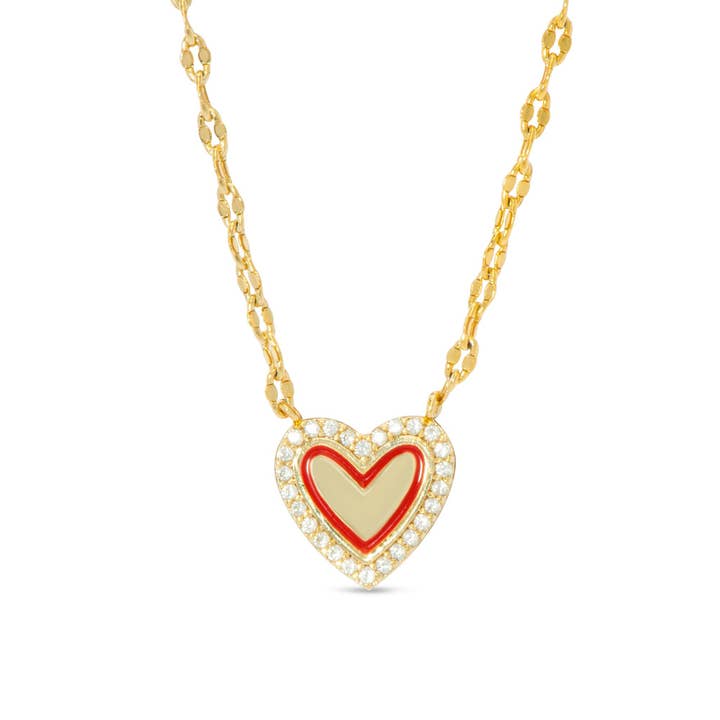 Red Heart & CZ Necklace for wholesale by Lily Nily