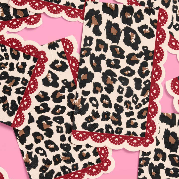 xo, Fetti - Wholesale Disposable Napkin - Wild Thing Napkins - 25 paper napkins, cheetah, safari, Vday4