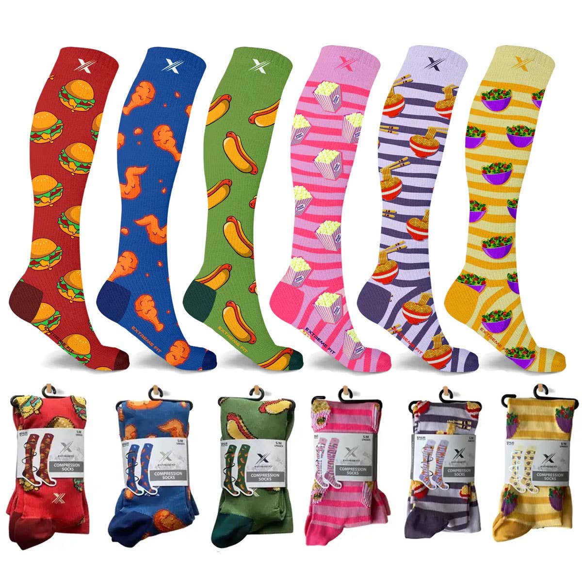 Extreme Fit Wholesale – wholesale Socks – Unisex – NOVELTY COLLECTION COMPRESSION SOCKS - 6 ASST STYLES6
