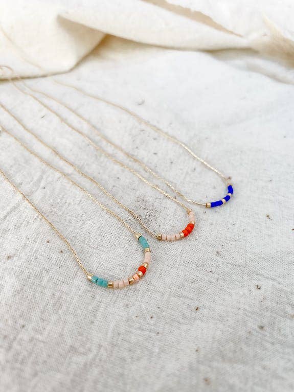 Collier miyuki turquoise-rose pour la vente par Delfea Jewelry