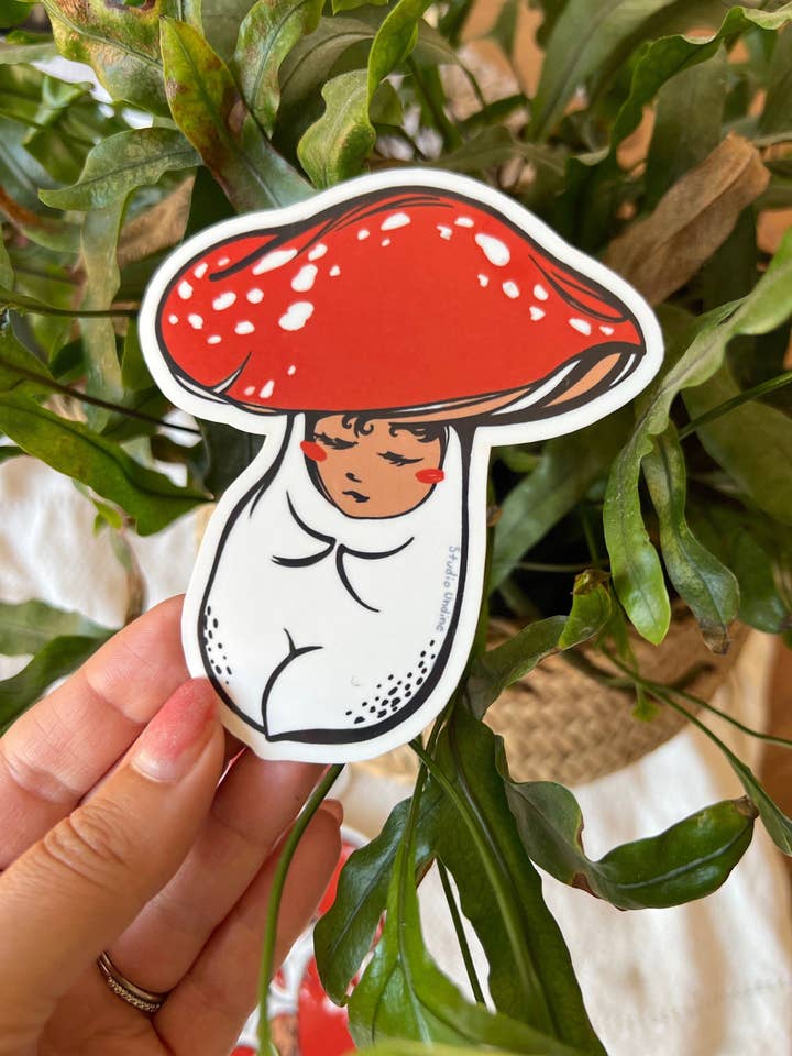 Wasserdichter Amanita-Pilz-Aufkleber — Von der Natur inspirierter Aufkleber für den Großhandel von Studio Undine