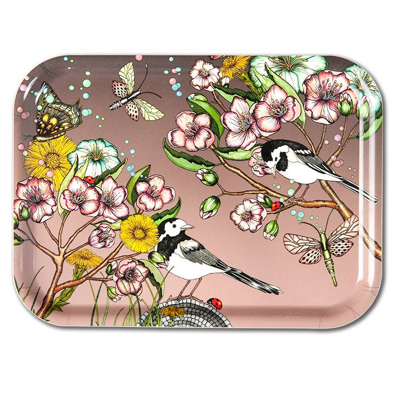 Nadja Wedin design - Wholesale Serving Tray - Tray 11x8” (27x20 cm) Wagtails Spring3