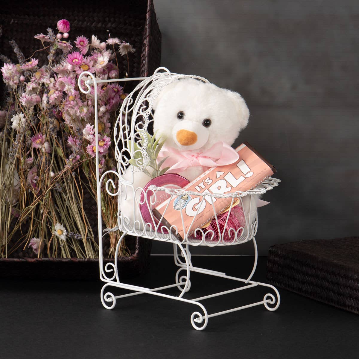 Willow Group - Wholesale Food Gift Basket - Baby Carriage Wire Metal for Gift or Decor1