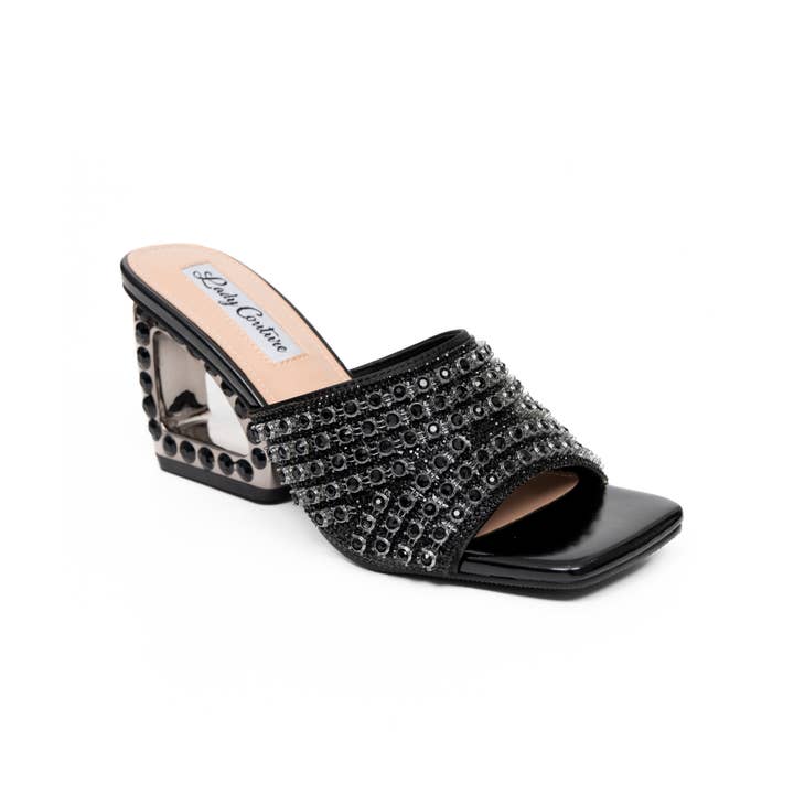 LADY COUTURE - Wholesale High Heels - Women's - Royal Jewels Slide with Metallic Jewels Heel