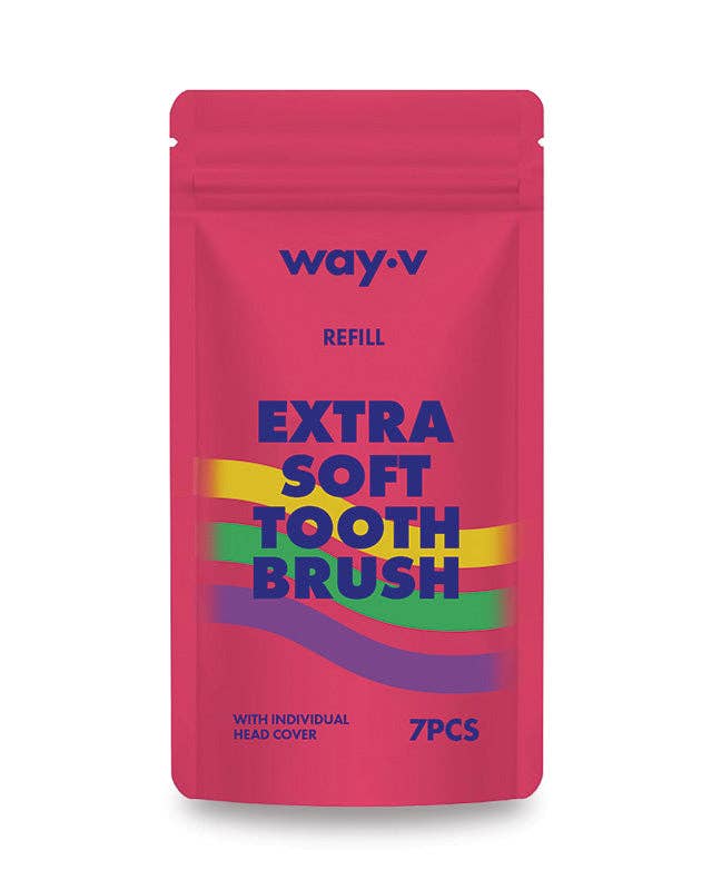 WAY.V - Wholesale Toothbrush - WAY.V Extra Soft Toothbrush Refill for Sensitive Gums and Teeth - Pink 7pcs7