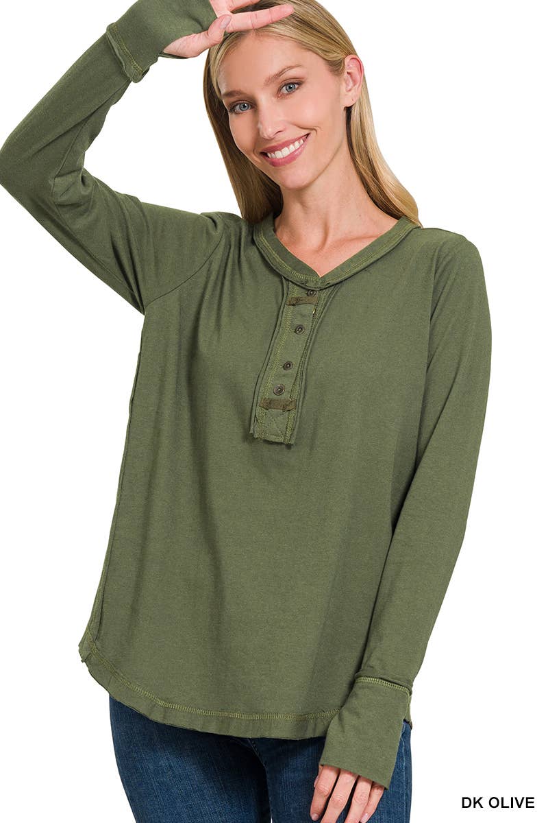 42POPS - Wholesale T-Shirt - Women's - ..'SI-24797 THUMB HOLE CUFFS BUTTON CLOSURE LONG SLEEVE TOP6