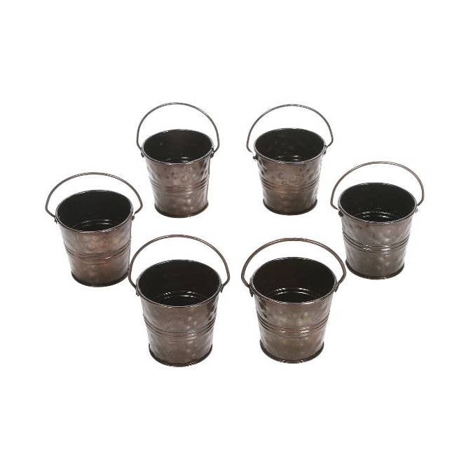 Hosley Iron Mini Planters,Antique Bronze Color, 6 Pack for wholesale by Hosley