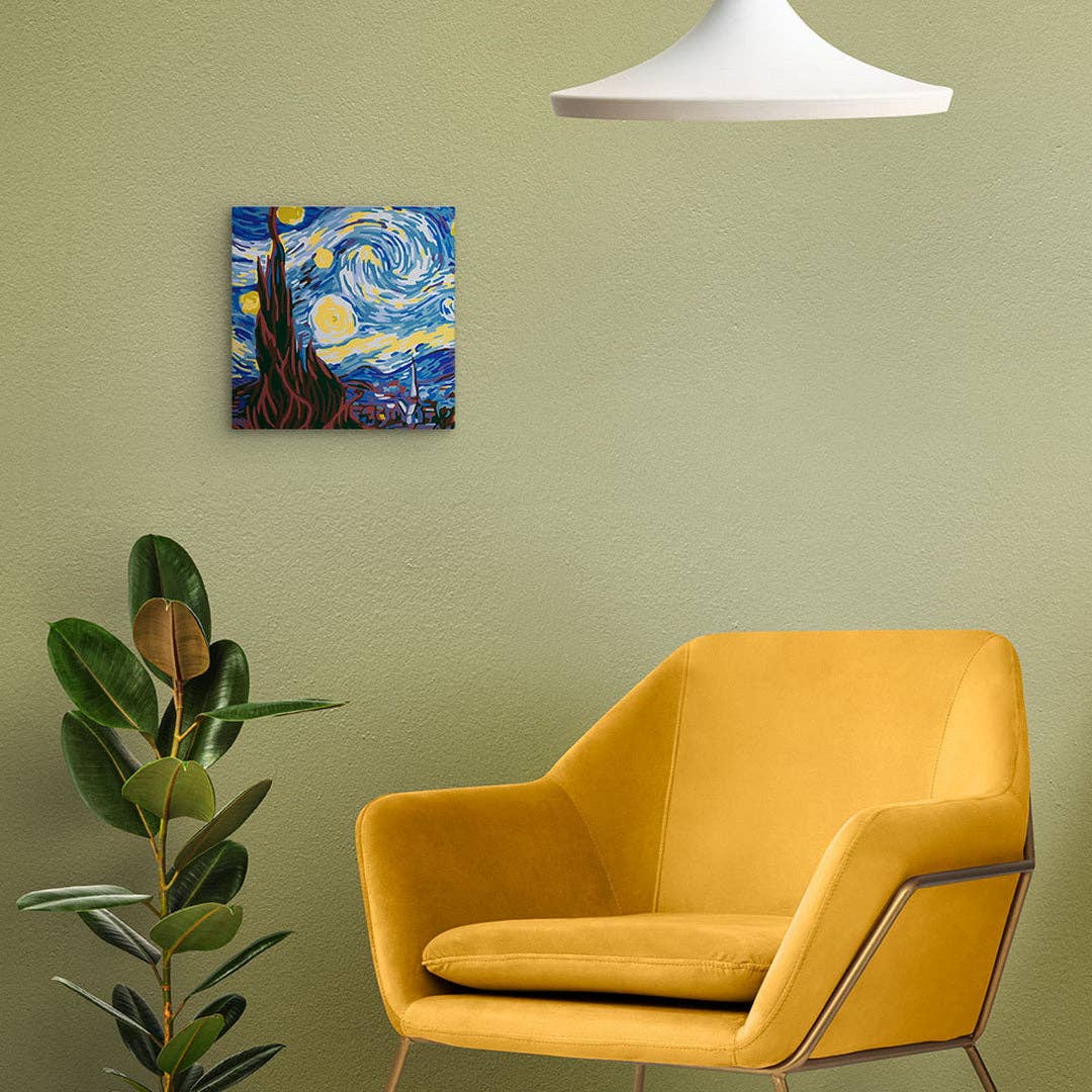 Figured'Art - Wholesale DIY Craft Kit - Mini Paint by numbers Van Gogh Starry Night already framed1