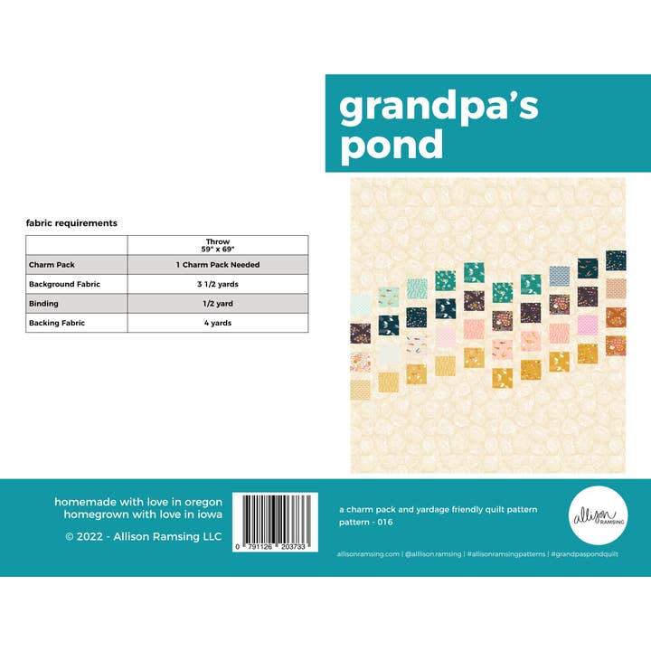 AllisonRamsing.com - Wholesale Craft supplies - Grandpa's Pond Quilt Pattern - Printed1