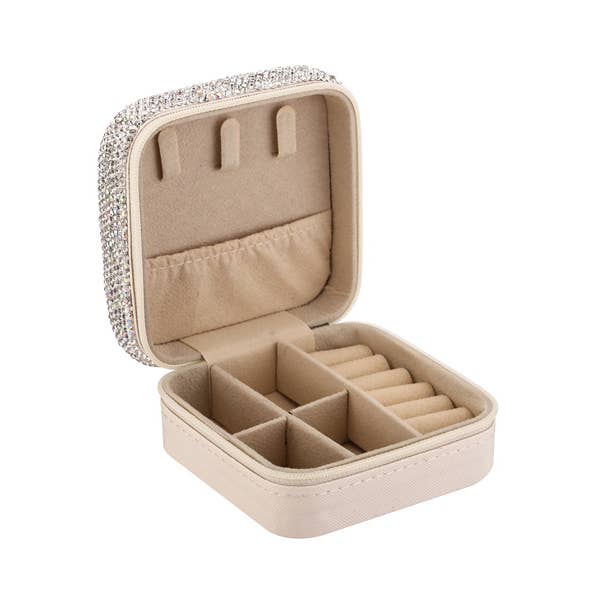 Nima Accessories Inc - Wholesale Jewelry Box/Organizer - Rhinestone Square Multiple Compartments Jewelry Box