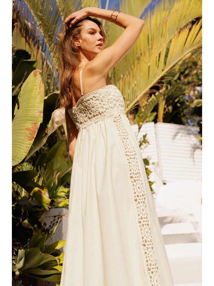 Burgundy LD1805 Crochet Accent Maxi Dress for wholesale on Faire10