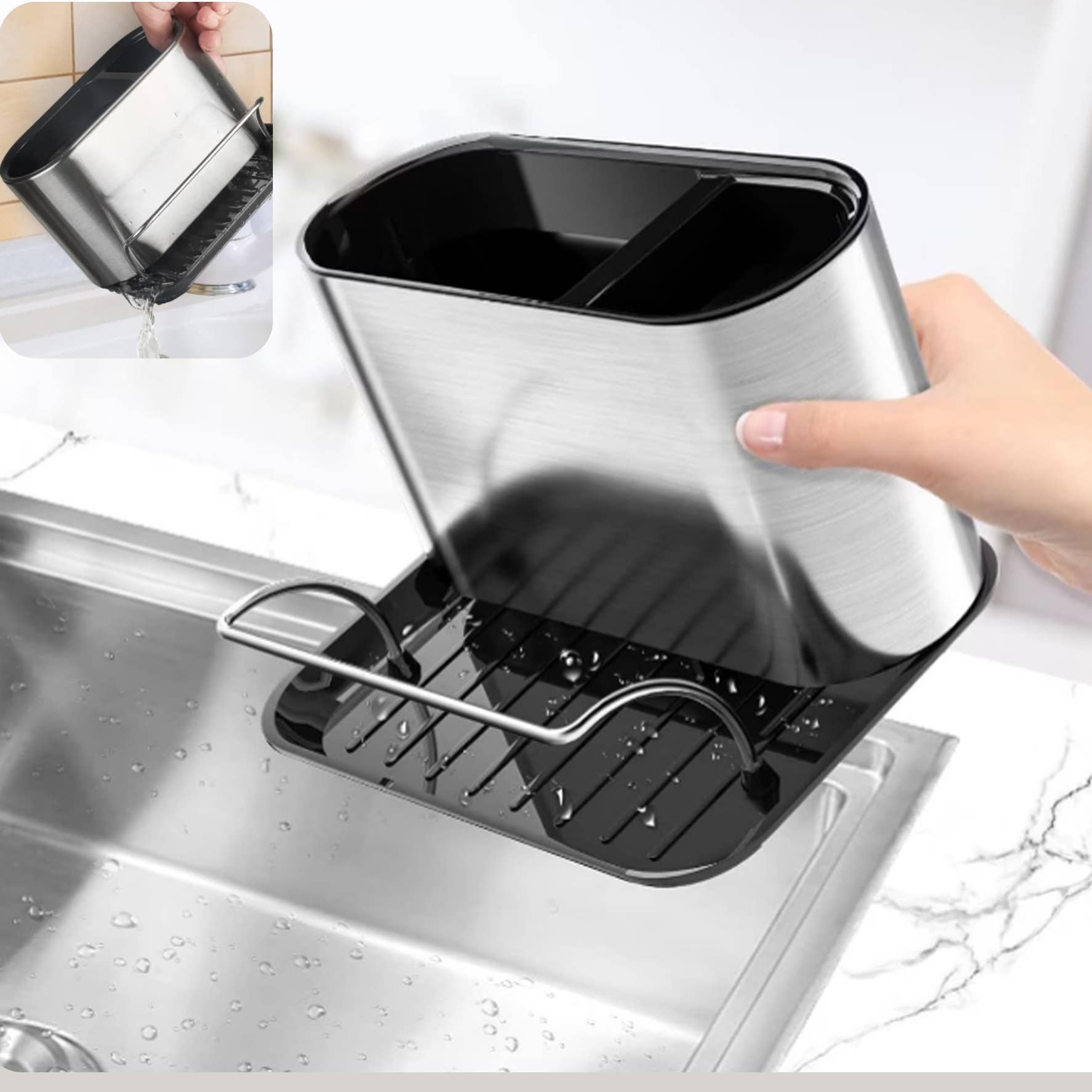 Menastyl - Wholesale Kitchen Storage/Organizer - 18x12x13cm organizer in stainless steel and plastic3