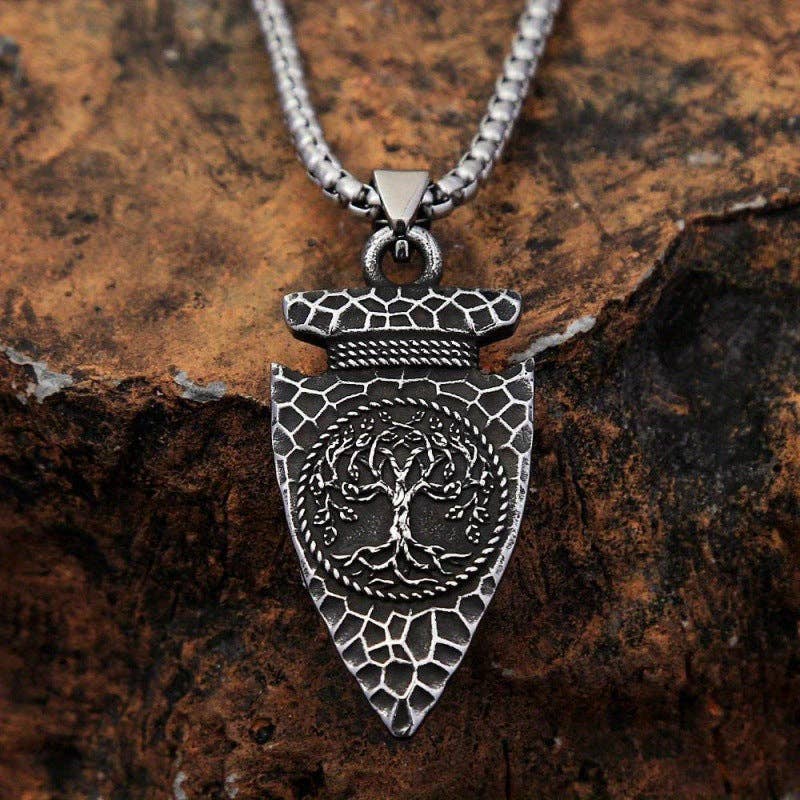 Sølv Viking Livets Træ Vedhæng Halskæde Rustfrit Stål Kæde Retro Stil for engroshandel på Faire2