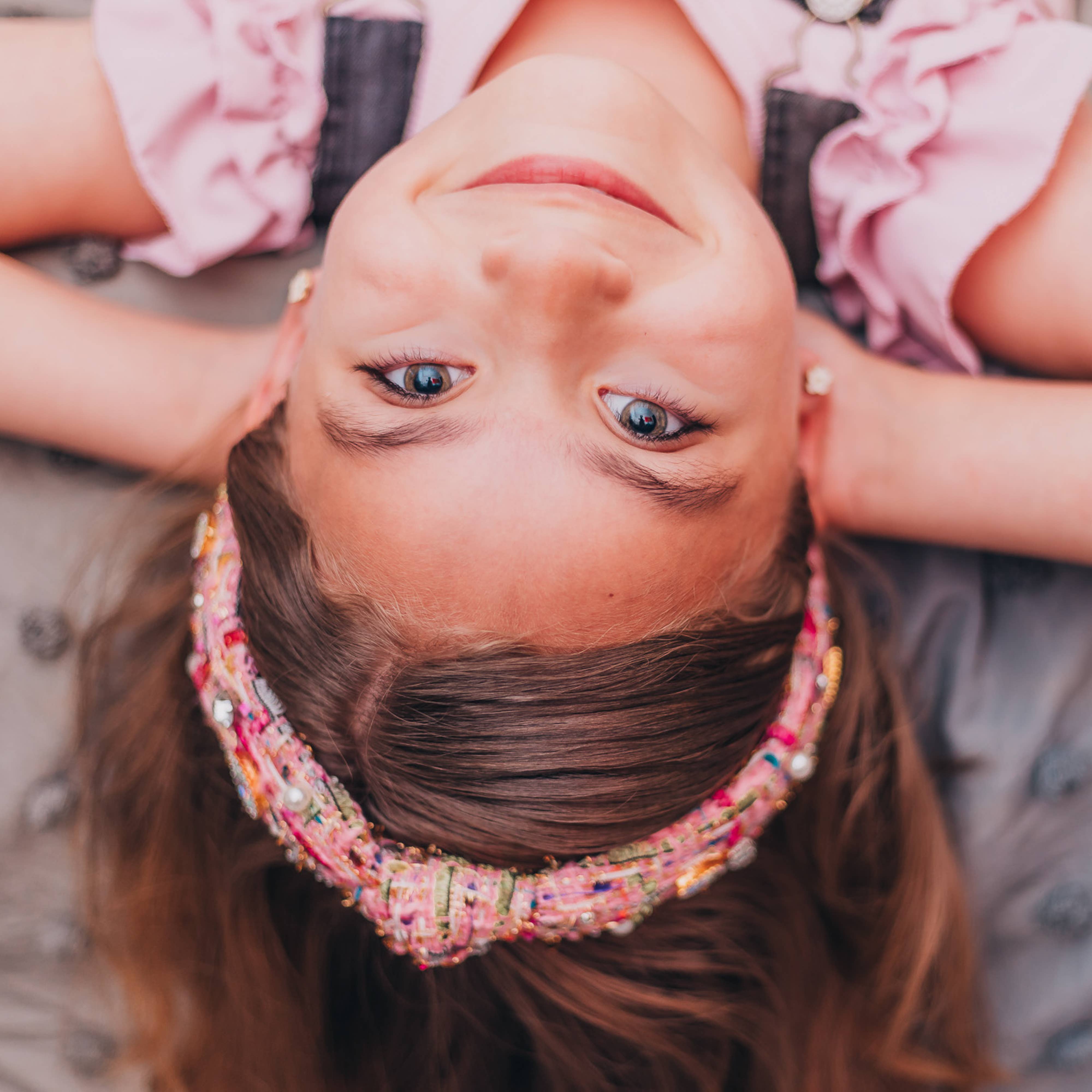 Frog Sac - Wholesale Fashion Headband - Kids - Kids Knot Headband - Embellished Rhinestone Pearl Tweed10