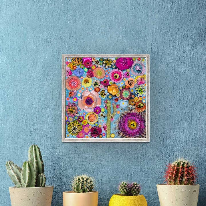 Blüten auf himmelblauer Mini-Leinwand mit Rahmen für den Großhandel von GreenBox Art