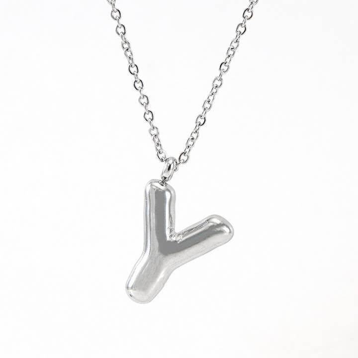 NINEXIS - Wholesale Pendant/Charm Necklace - CWAJE1946_Steel Color Bubble Letter Necklace29