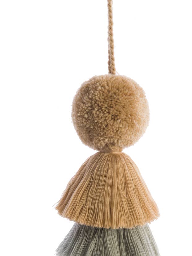 Pom Pom Trio Tassel Swags 5cm, Naturals for wholesale by PomPom Galore