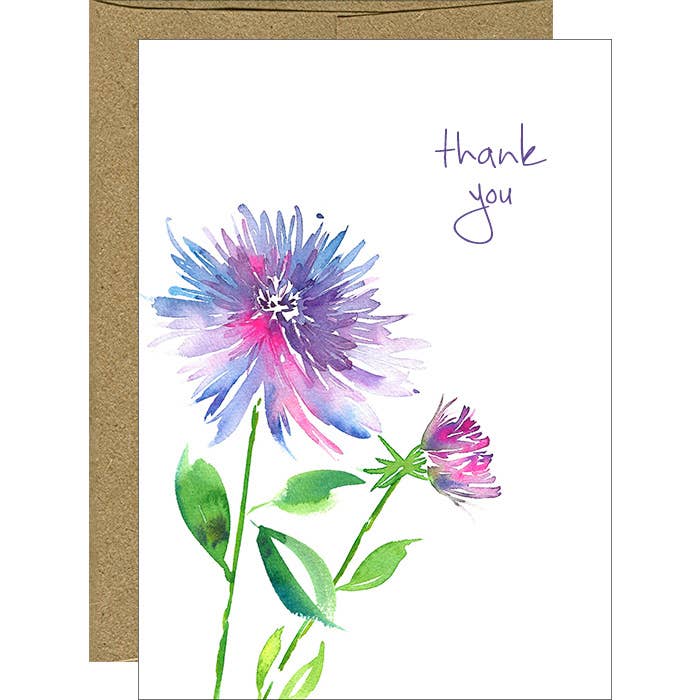 Cartes de remerciement aquarelles Dahlia — Coffret de 6 pour la vente par Pink Bathtub Designs