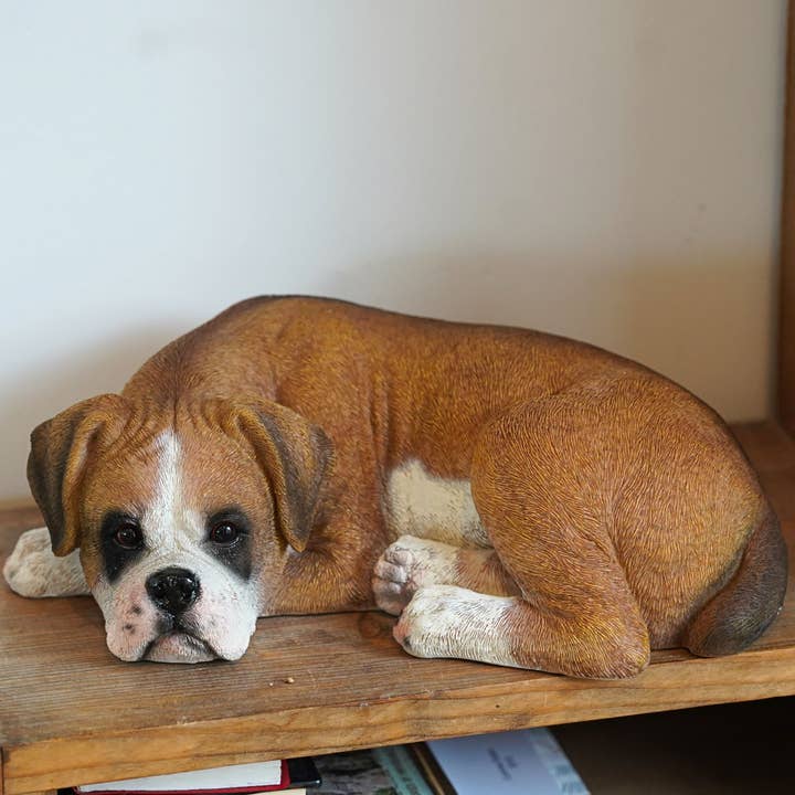 Sleeping Boxer Resin Ornament Garden Home Statue for wholesale by Vale Ornaments