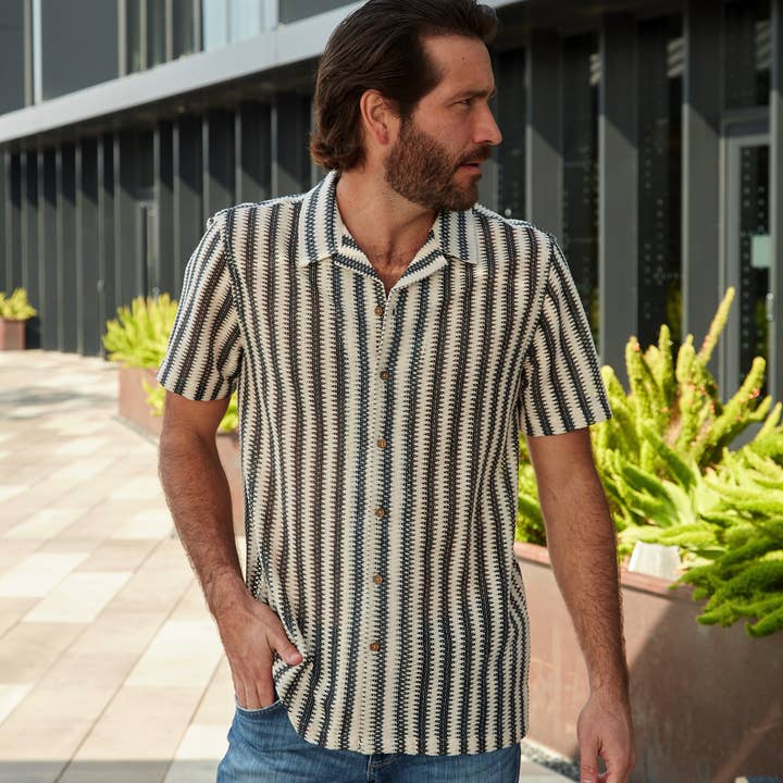 Rodney Textured Resort strikket skjorte for engroshandel hos PX