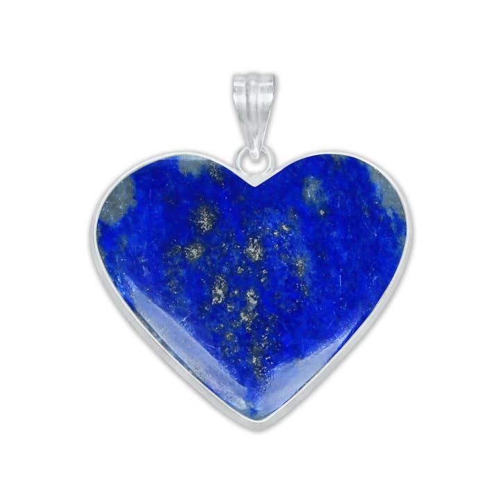 Handmade Jewels - Wholesale Individual charm/pendant - Lapis Lazuli Heart Pendants - Silver Plated, Mixed Sizes, Simple Works13