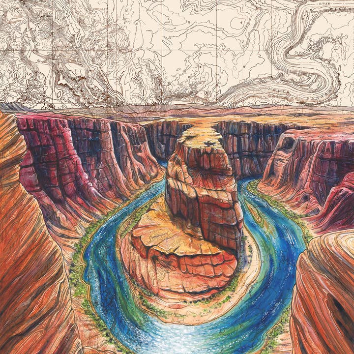 Final Switchback by Katie Jeanne Reim - Vendita all'ingrosso Stampa artistica - Stampa opaca Horseshoe Bend, Grand Canyon Fine Art