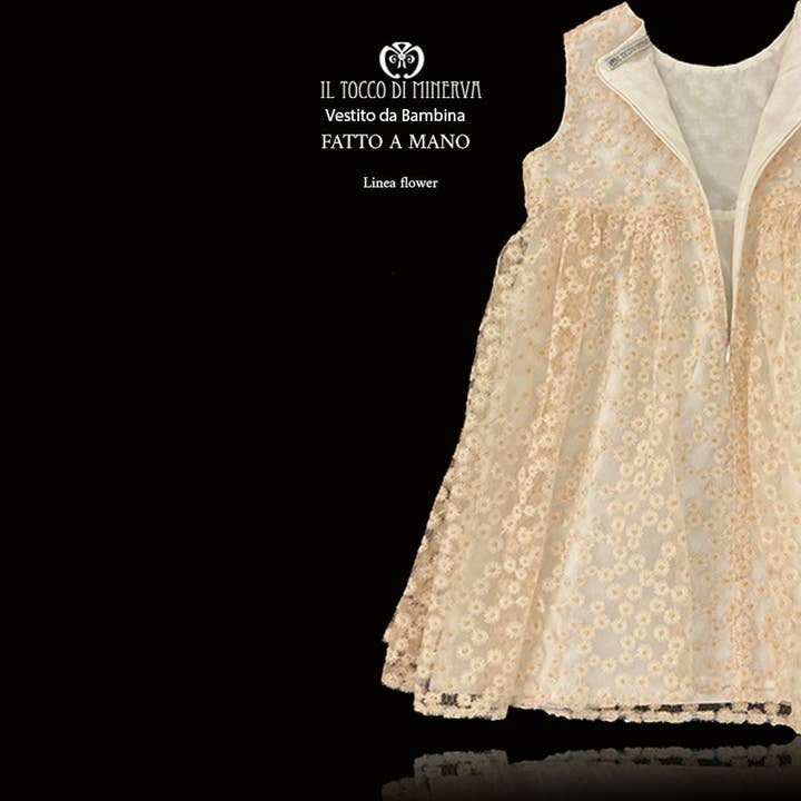 Lichtroze Meisjesjurk Lijn Bloemen - Handgemaakt voor wholesale door Il Tocco di Minerva