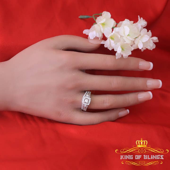 KING OF BLINGS - Wholesale Multi-stone ring - King Of Bling's1.75ct Cubic Zirconia White Sterling Silver Men's/ Women 2PC Bridal Rings Size 77