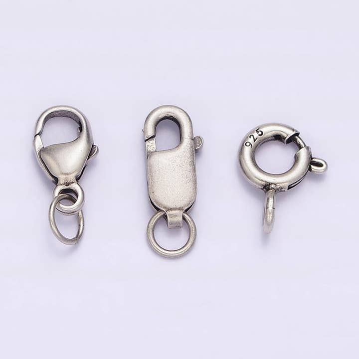 1x Sterling Silver Clasp 925 Sterling Silver Lobster Clasp End Clasp Supply for Jewelry Making Oxidized Silver Antique Looking Clasp SL-295 SL-296 SL-297 for wholesale by Aim Eternal