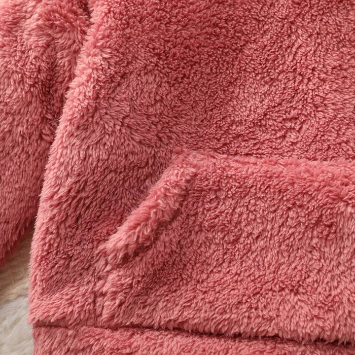 Coral 2-piece Toddler Girl Fuzzy Hoodie Sweatshirt and Pants Set for wholesale on Faire3