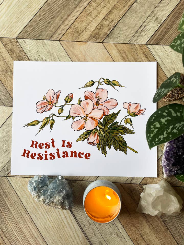 Le repos c'est la résistance : imprimé féministe pour la vente par Fabulously Feminist