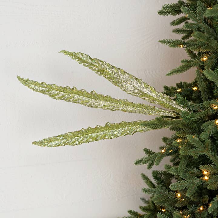 ISB55333- 24in Glitter Eva Feather Branch-Green for wholesale by Impressive Enterprises, Inc.