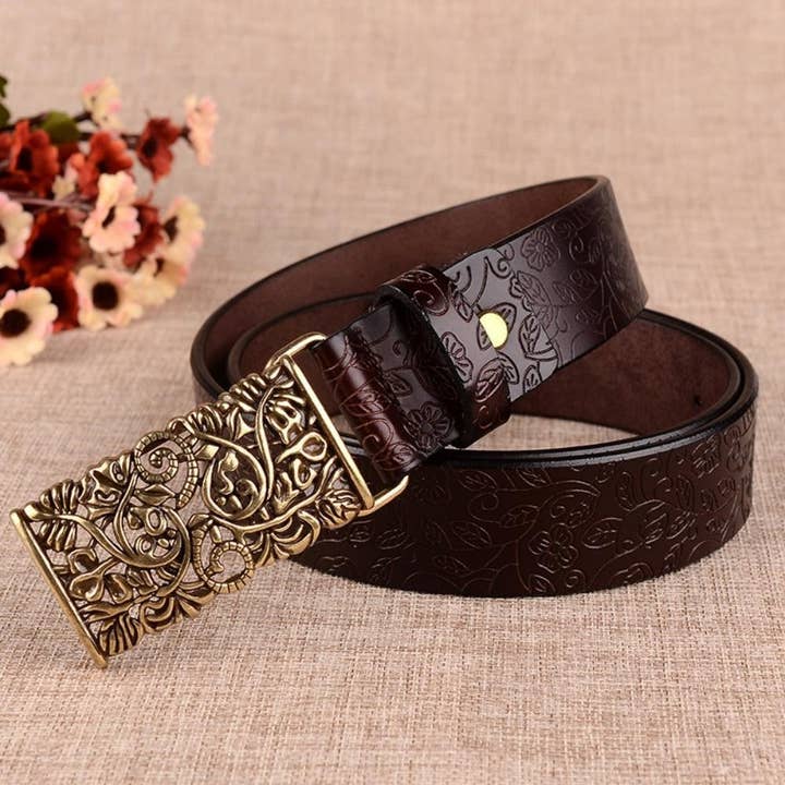 Cowhide Genuine Leather Retro Fashion Belt for wholesale by Plush Looks