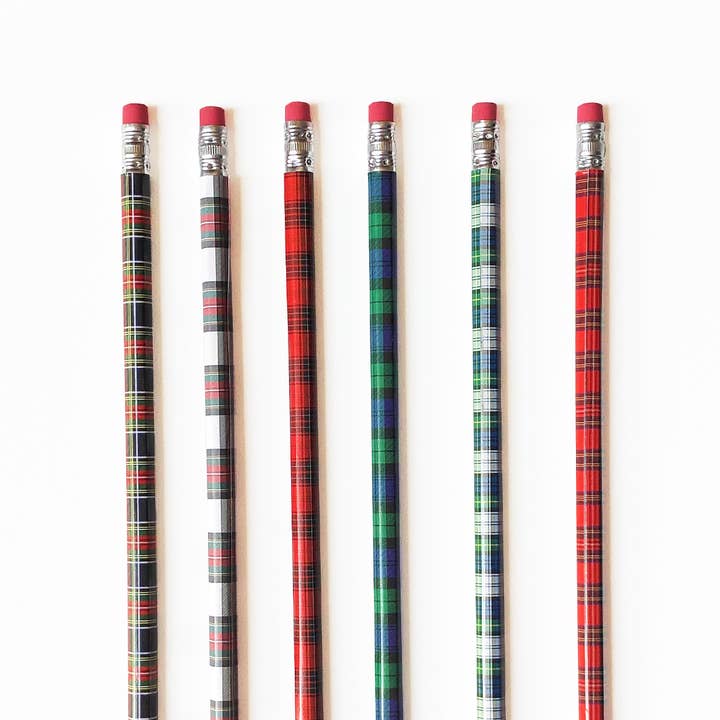 Artistry Cards - Wholesale Pencil - Set of 6 Plaid Pencils – Stylish Stationery for Retail