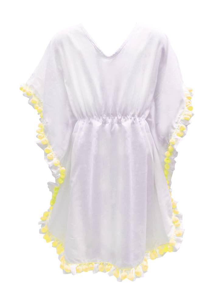 PONCHI - Kids' Yellow Pompom Detail Caftan for wholesale by Nessi Byrd