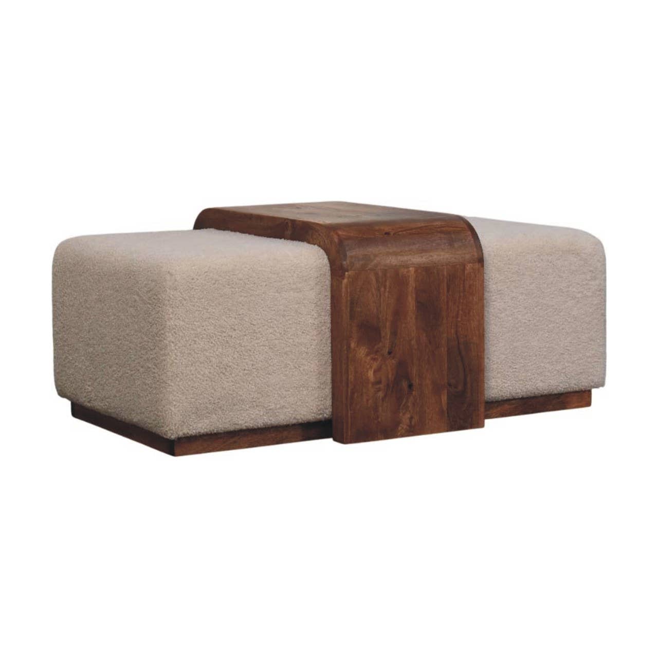 Artisan Furniture - Wholesale Bedroom Furniture - Solid Wood Arden Bench Duo,Boucle seats,Warm Tone0