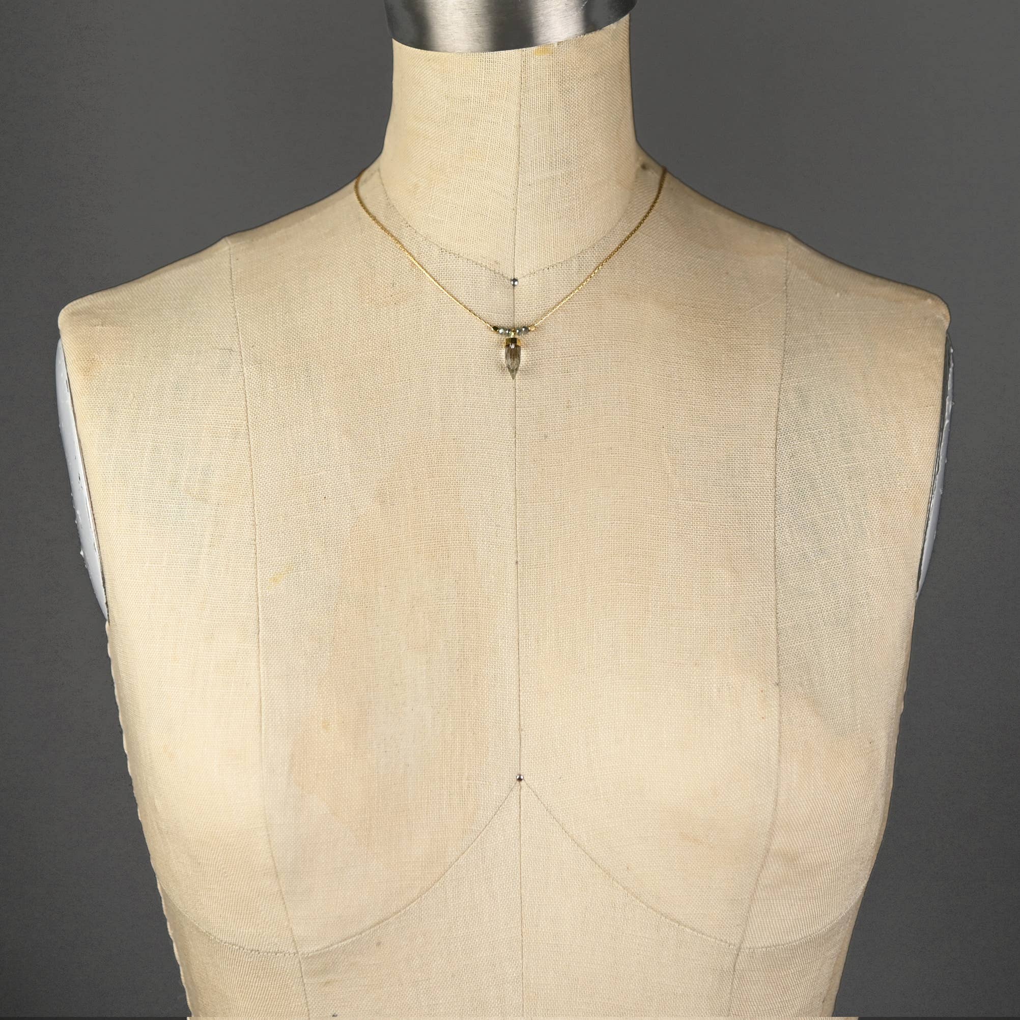 KBD Studio - Wholesale Pendant/Charm Necklace - Crystal Point w/ Opalescent Crystals on Delicate Chain Neck2