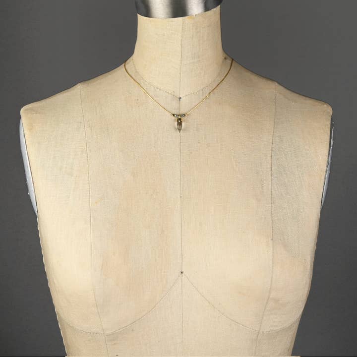 KBD Studio - Wholesale Pendant/Charm Necklace - Crystal Point w/ Opalescent Crystals on Delicate Chain Neck2