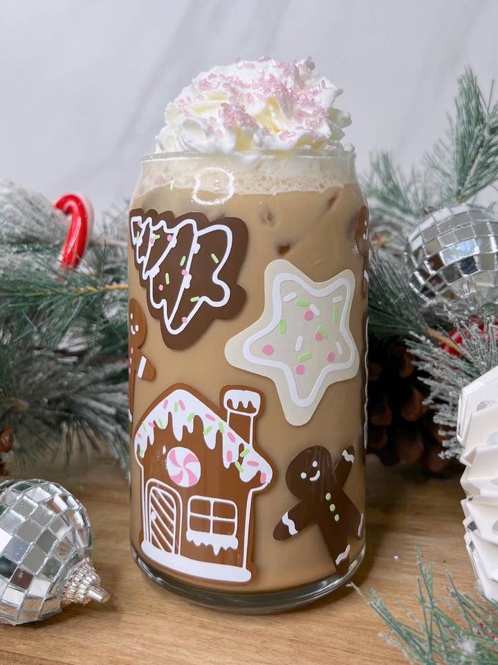Gingerbread Cookie | Modern Christmas Coffee Glass for wholesale by Electric Feels Company