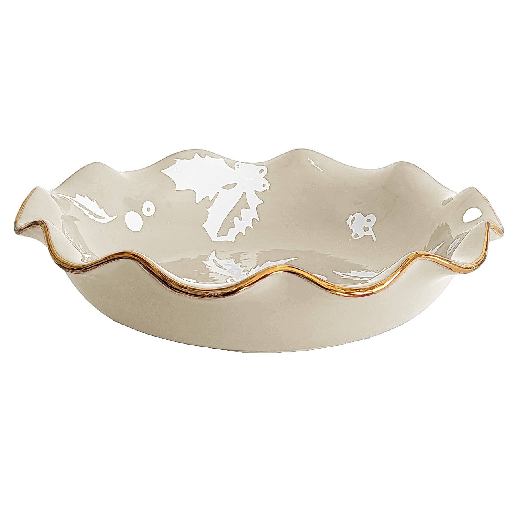 Lo Home | Ruby Clay - Wholesale Decorative Plate/Dish/Bowl - Deck the Halls Scalloped Bowls with 22K Gold Accent8